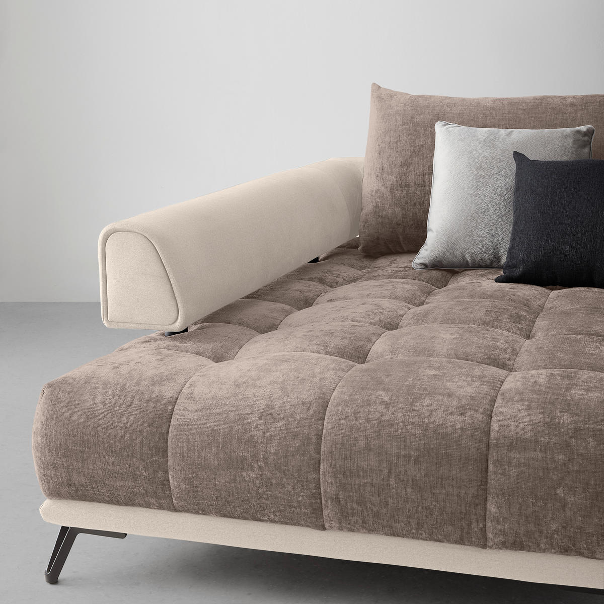 HÖRNSOFFA i cappuccino  - cappuccino/svart, Modern, metall/textil (184/262cm) - MID.YOU