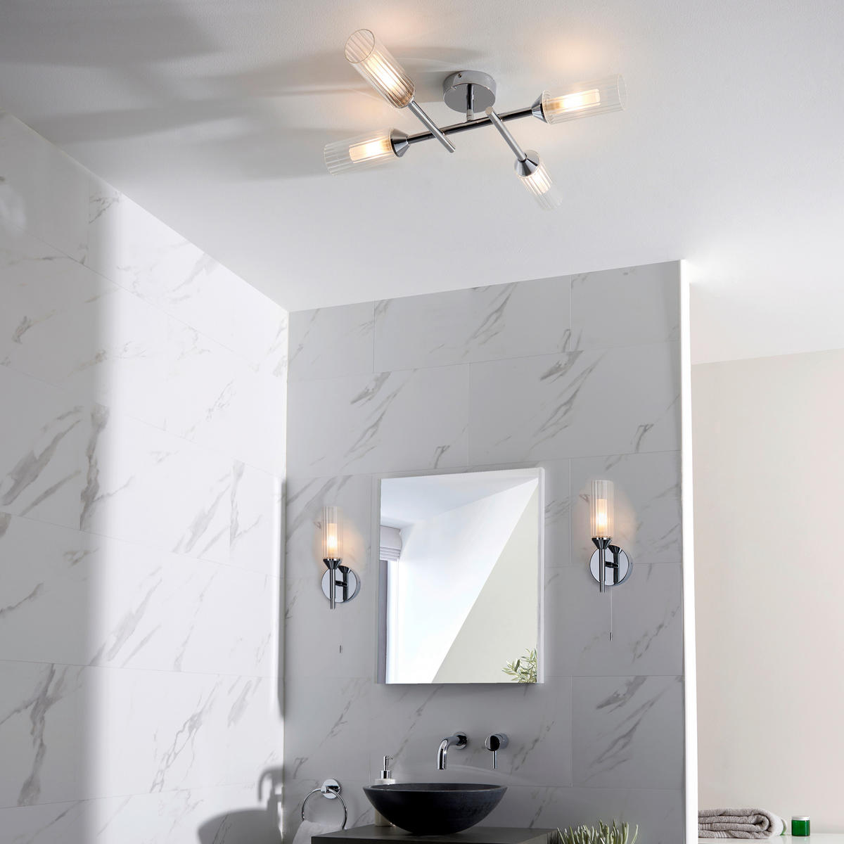 BADEZIMMER-DECKENLEUCHTE  60/12 cm    - Klar/Chromfarben, KONVENTIONELL, Glas (60/12cm) - ENDON