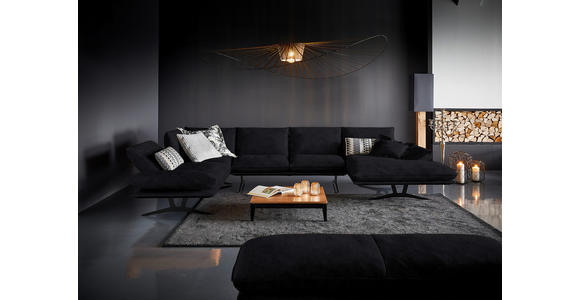 WOHNLANDSCHAFT in Echtleder Anthrazit - Anthrazit/Schwarz, Natur, Leder/Metall (217/359/155cm) - Dieter Knoll