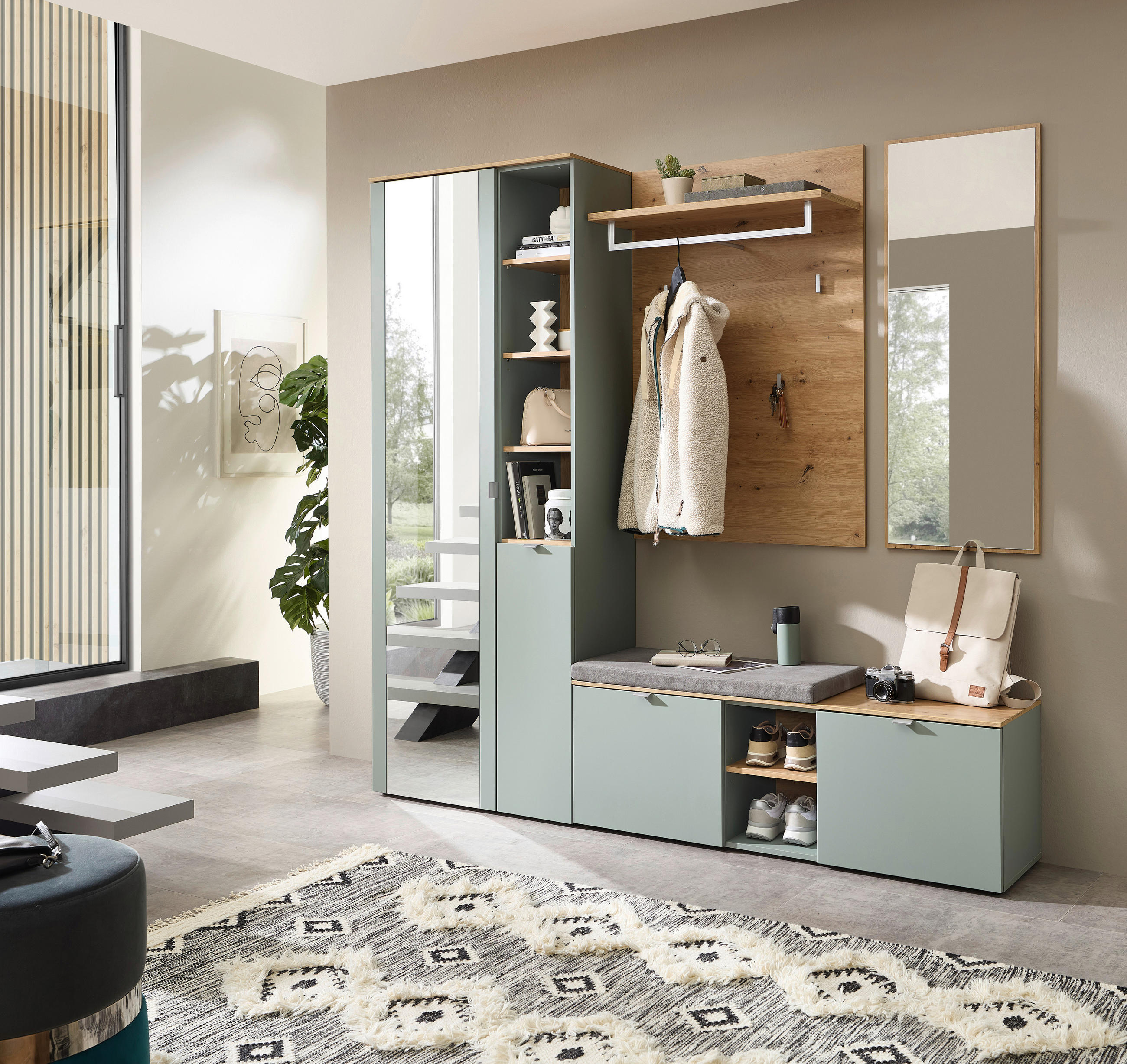 PREDSIEŇOVÝ NÁBYTOK, šalviovozelená, 206/202/38 cm - šalviovozelená, Design, kompozitné drevo/textil (206/202/38cm) - Xora