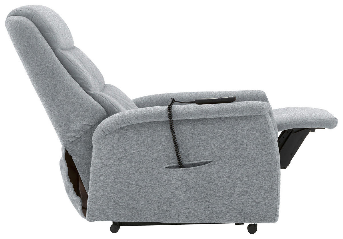 FERNSEHSESSEL Valdera  mit Relaxfunktion, Aufstehhilfe, Rücken echt Mikrofaser Hellgrau  - Hellgrau/Schwarz, KONVENTIONELL, Kunststoff/Textil (70/107/88cm) - Livetastic