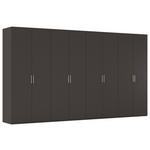 DREHTÜRENSCHRANK 400/223/61 cm,  in Graphitfarben, 8-türig  - Edelstahlfarben/Graphitfarben, Basics, Holzwerkstoff/Metall (400/223/61cm) - Novel