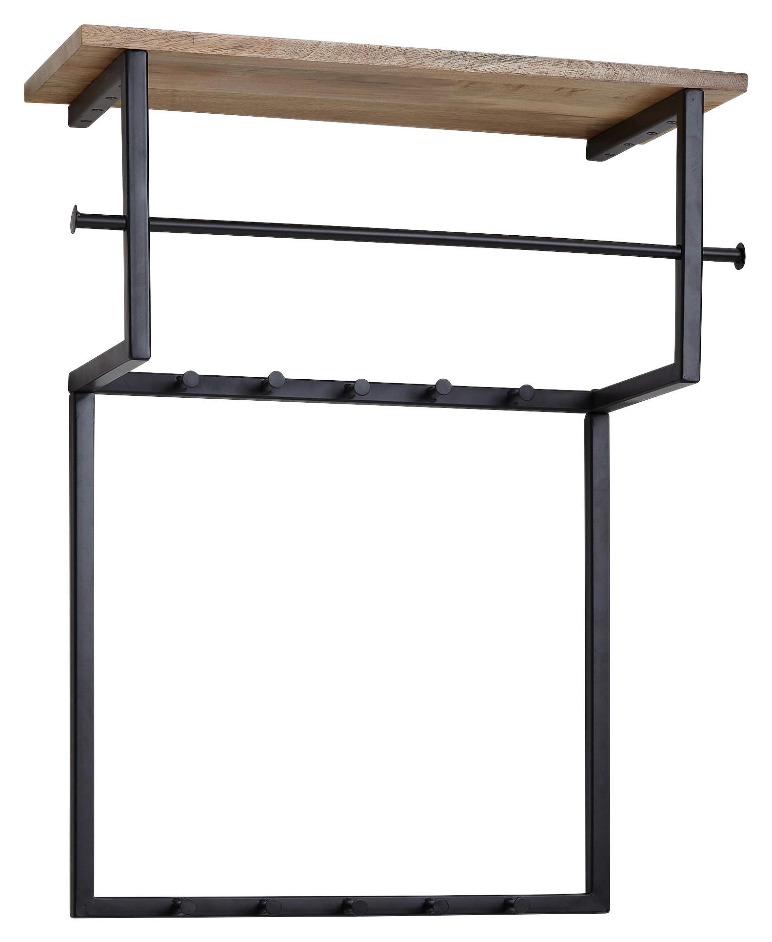 NÁSTENNÝ VEŠIAK, 60/76/26 cm - čierna, Modern, kov/drevo (60/76/26cm) - MID.YOU