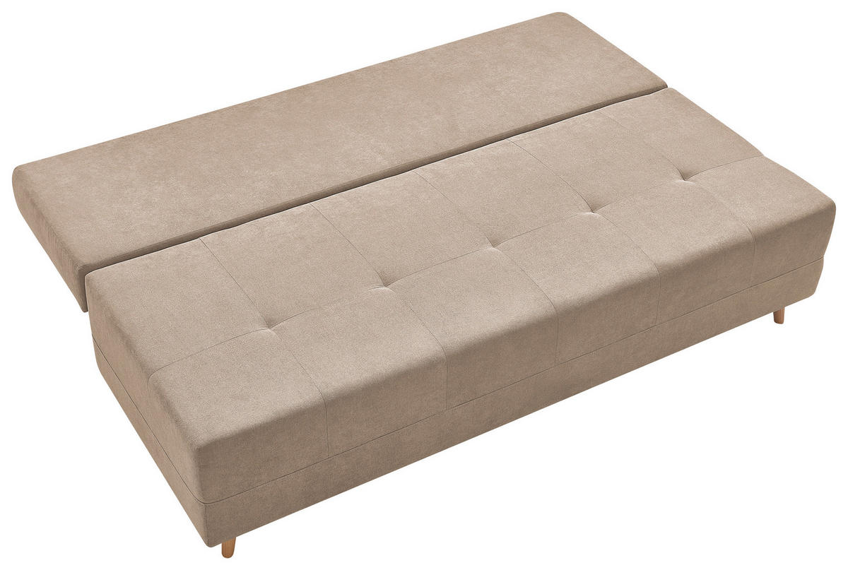 SCHLAFSOFA LUMOS Samt Braun  inkl. Rückenkissen, Armlehnenkissen, Schlaffunktion, Rücken echt, Stauraum  - Naturfarben/Braun, Design, Textil (206/96/96cm) - P & B
