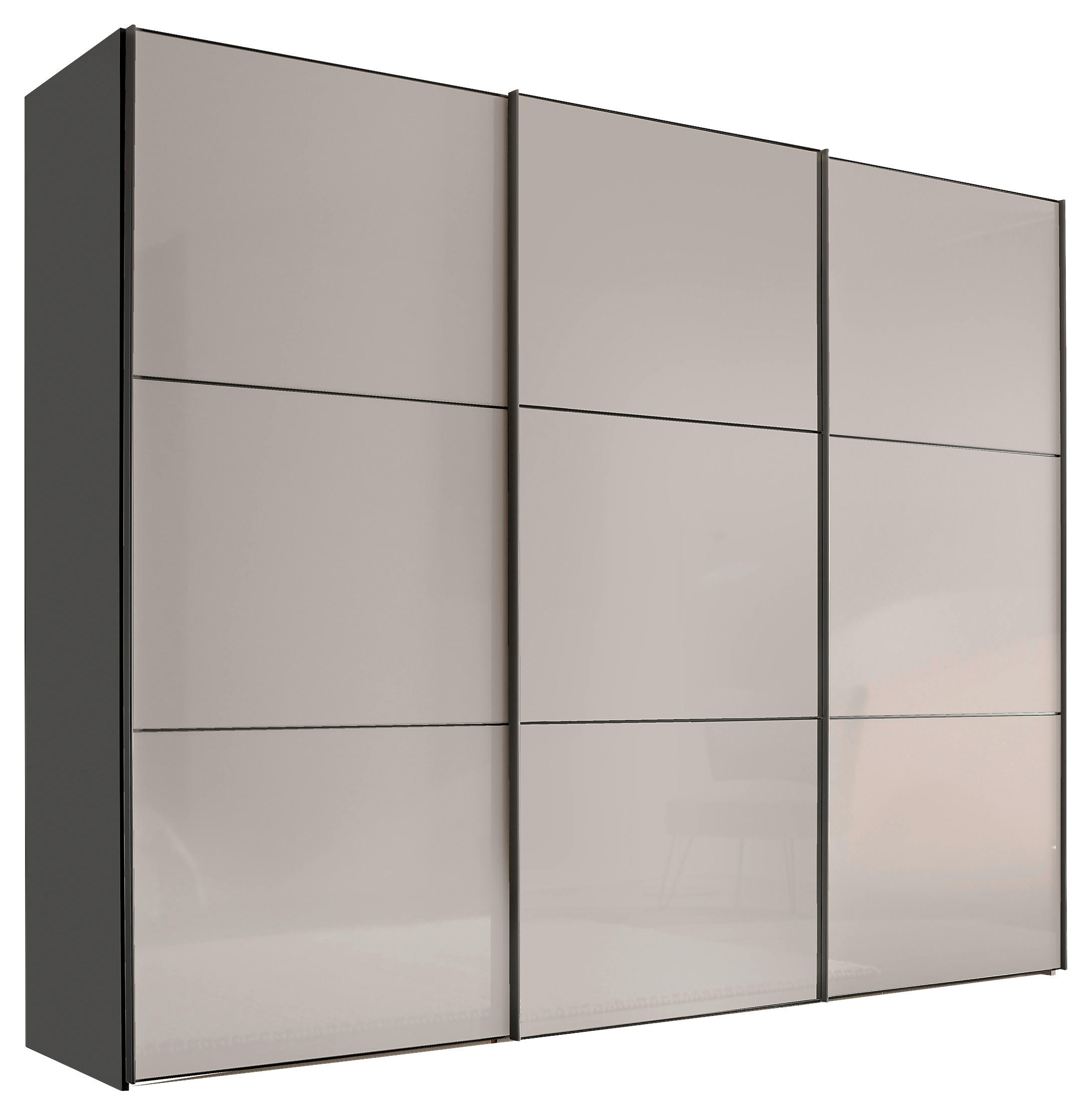 SCHWEBETÜRENSCHRANK 249/222/68 cm 3-türig Anthrazit, Schwarz, Dunkelgrau  - Dunkelgrau/Anthrazit, MODERN, Holzwerkstoff/Metall (249/222/68cm) - Moderano