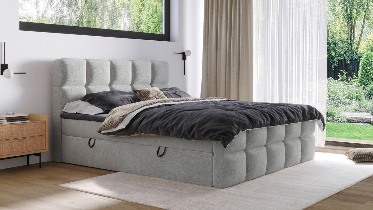BOXBETT 180/200 cm  in Silberfarben  - Silberfarben, Design, Kunststoff/Textil (180/200cm) - Boxxx