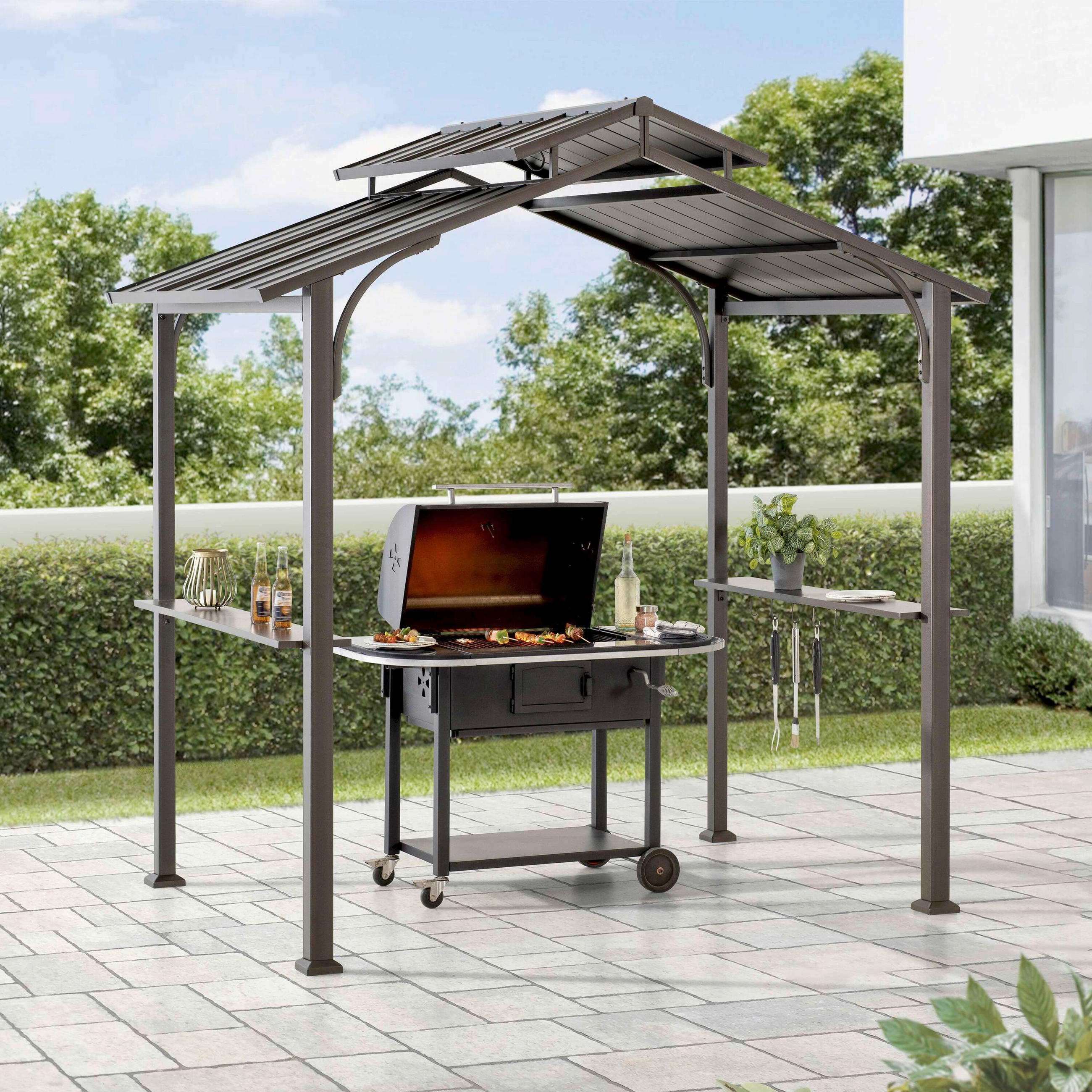 PAVILLON 242/248/153 cm Stahl  - Braun, Basics, Metall (242/248/153cm) - Modante