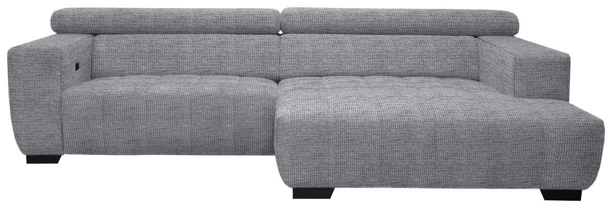ECKSOFA in Webstoff Grau  279/182 cm  - Schwarz/Grau, KONVENTIONELL, Textil/Metall (279/182cm) - Hom`in