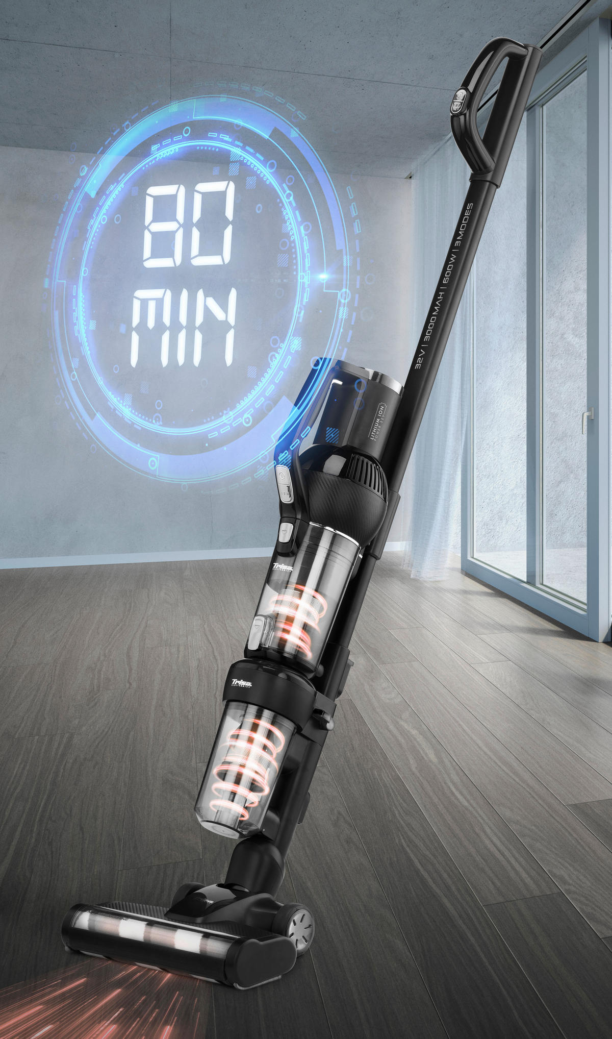 AKKU-HANDSTAUBSAUGER Quick Clean Prof. T0341  - Schwarz, Design, Kunststoff (25/26/113cm) - Trisa Electronics