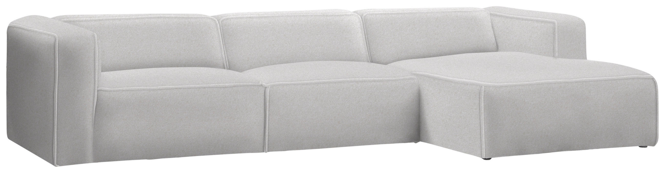 ECKSOFA in Webstoff Ecru  - Ecru/Schwarz, Design, Kunststoff/Textil (332/163cm) - Stylife