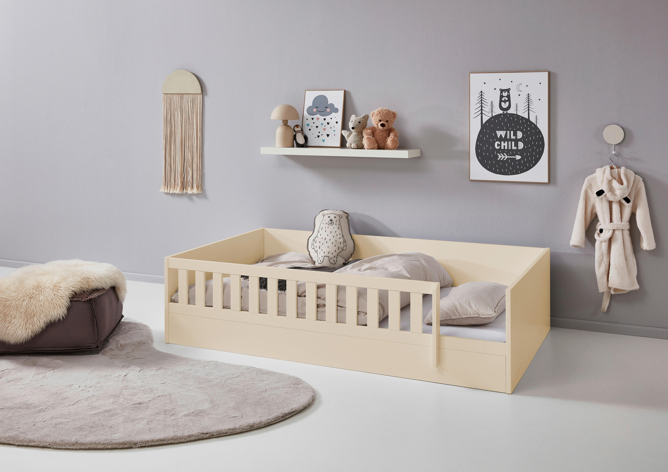 BODENBETT. 120/200 cm  in Kaschmir  - Kaschmir, LIFESTYLE, Holz/Holzwerkstoff (120/200cm) - Stylife