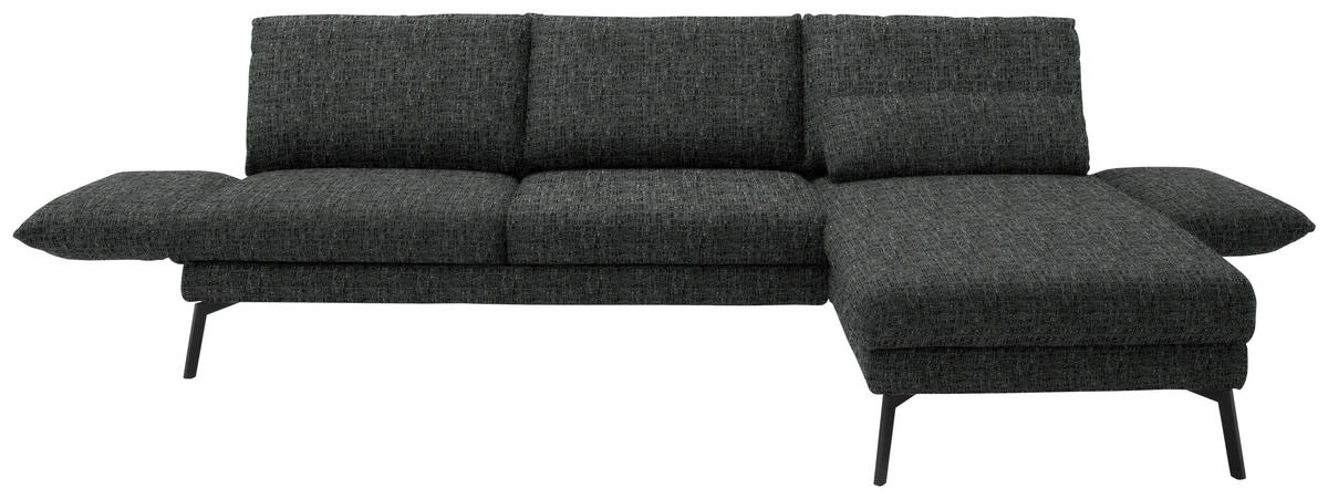 ECKSOFA in Flachgewebe Anthrazit  277/175 cm  - Anthrazit/Schwarz, Design, Textil/Metall (277/175cm) - Schöner Wohnen