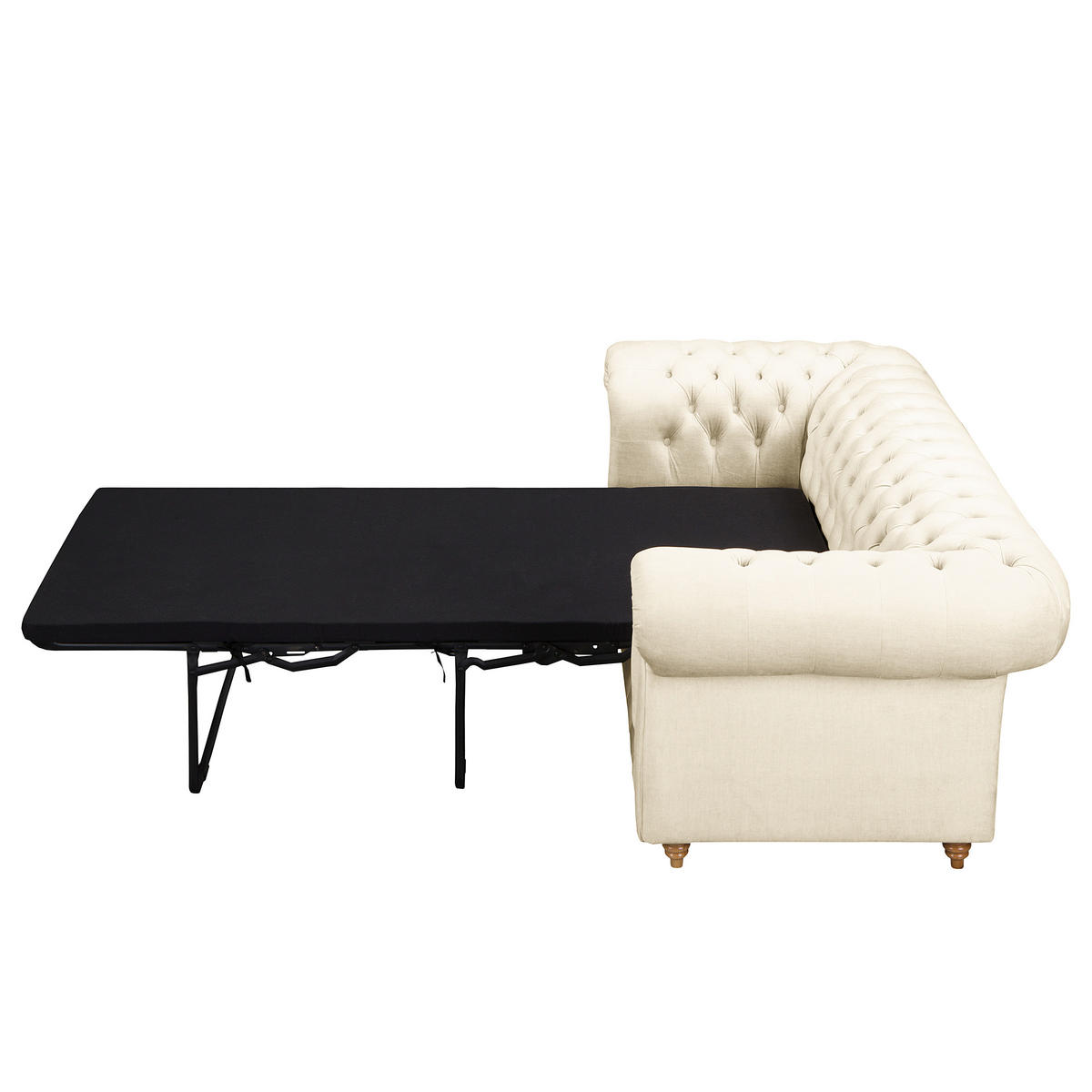 SCHLAFSOFA Mikrofaser Creme Armteil links, Armteil rechts  - Creme/Braun, Design, Holz/Textil (190/74/91cm) - P & B