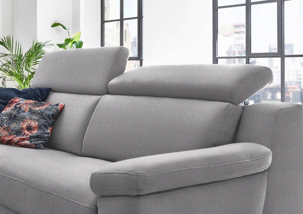 3-SITZER-SOFA in Chenille Grau  - Schwarz/Grau, Design, Textil/Metall (230/104/104cm) - Valdera