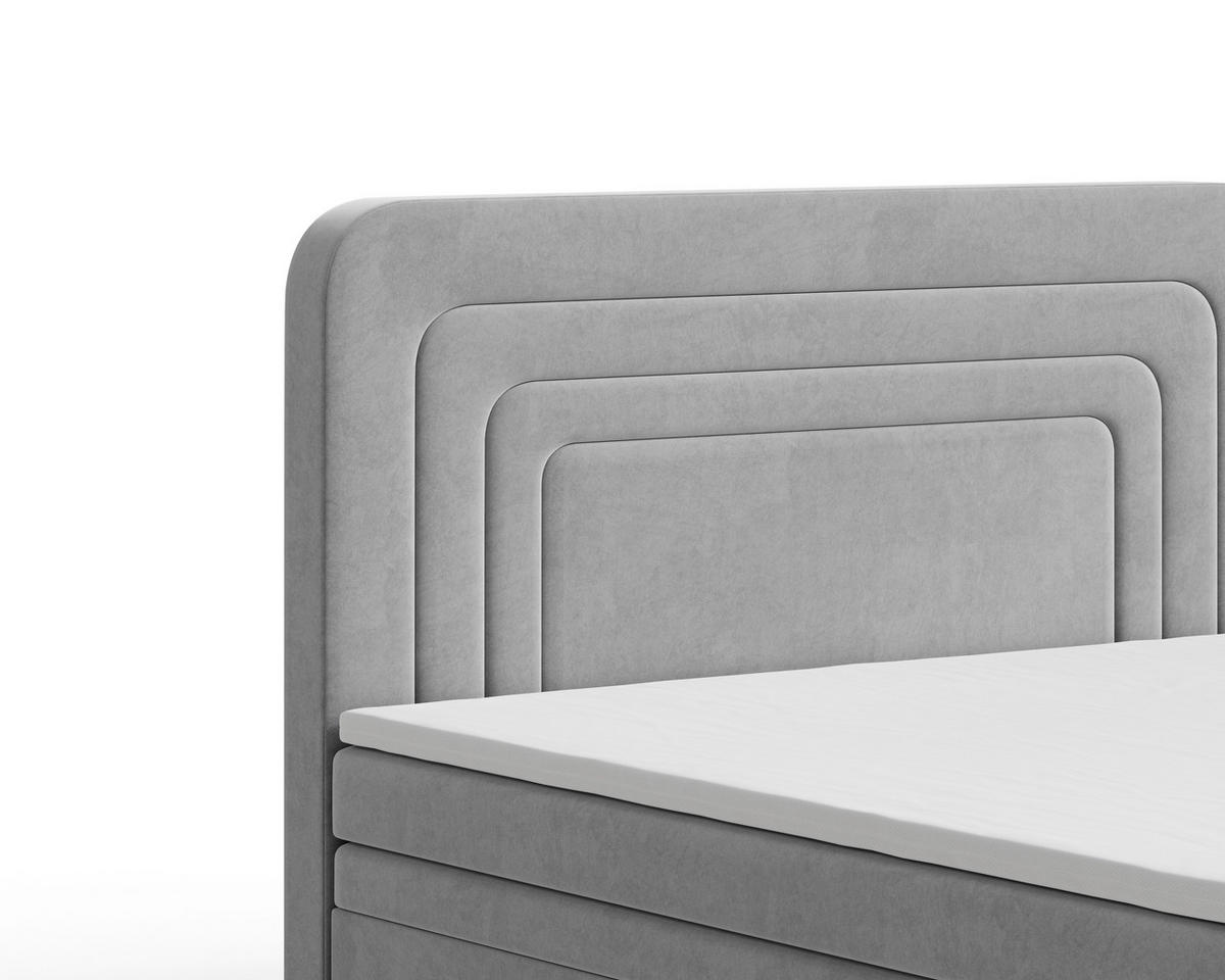 BOXBETT 180/200 cm,  in Grau, gepolstertes Kopfteil, Bettkasten, Topper, H2 + H3 = mittel + fest  - Braun/Grau, MODERN, Holz/Kunststoff (180/200cm) - Livetastic