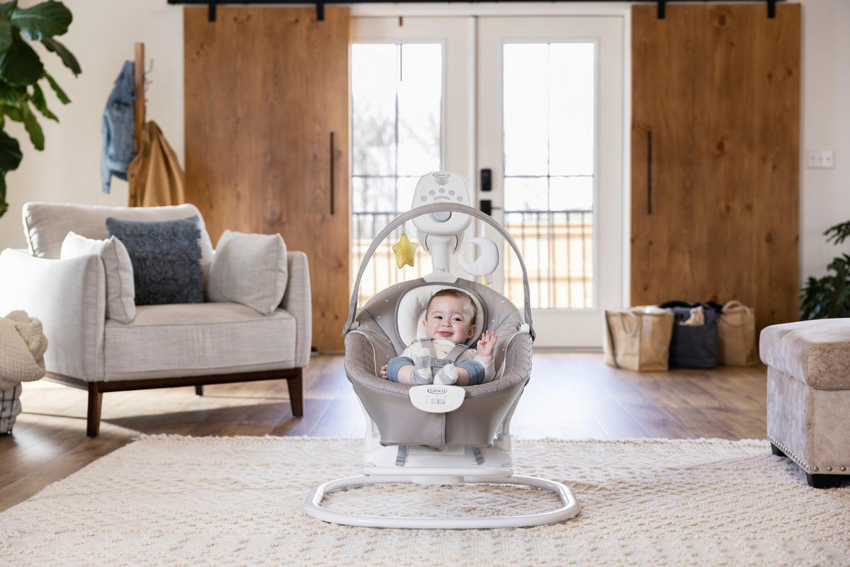 SCHAUKELWIPPE SOFTSWAY  - Weiß/Grau, Basics, Textil/Metall (72,8/89,3/91,5cm) - Graco