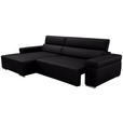 ECKSOFA DUA in Echtleder Schwarz  170/293 cm  - Chromfarben/Schwarz, Design, Leder/Metall (170/293cm) - Novel