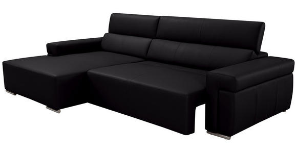 ECKSOFA DUA in Echtleder Schwarz  170/293 cm  - Chromfarben/Schwarz, Design, Leder/Metall (170/293cm) - Novel