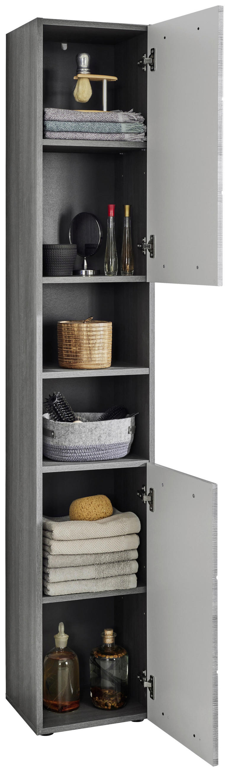 HOCHSCHRANK 34/190/30 cm  - Silberfarben/Schwarz, Modern, Holzwerkstoff/Kunststoff (34/190/30cm) - MID.YOU