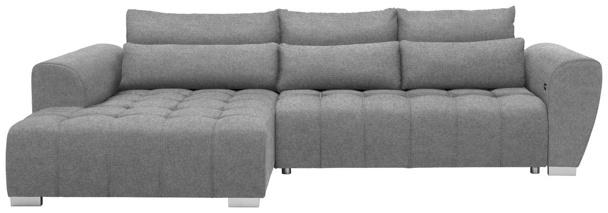 ECKSOFA  in Webstoff Grau  218/304 cm  - Silberfarben/Grau, MODERN, Kunststoff/Textil (218/304cm) - Carryhome