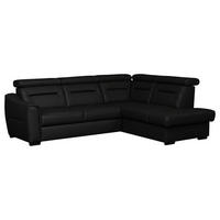 ECKSOFA Schwarz Echtleder Lederlook Bettkasten, Schlaffunktion, Rücken echt, Kopfteilverstellung  - Wengefarben/Schwarz, Design, Leder/Holz (260/212cm) - Celina Home