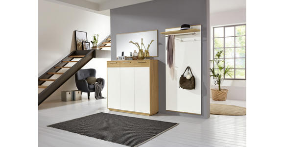 SCHUHSCHRANK 127/124/37 cm - Eichefarben/Weiß, Design, Holz/Holzwerkstoff (127/124/37cm) - Novel