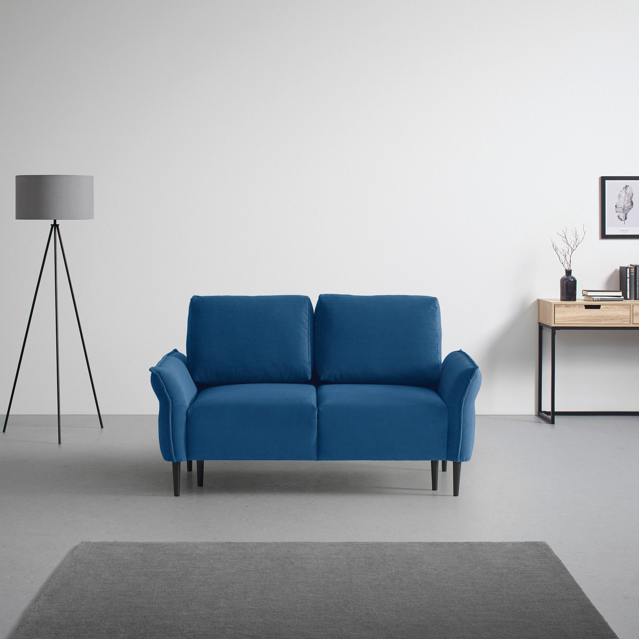 2-SITS SOFFA i textil kunglig blå  - kunglig blå/svart, Modern, trä/textil (150/85/92cm) - MID.YOU