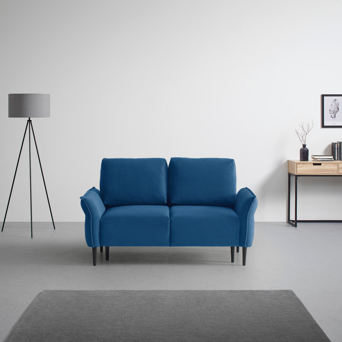 2-SITS SOFFA i textil kunglig blå  - kunglig blå/svart, Modern, trä/textil (150/85/92cm) - MID.YOU