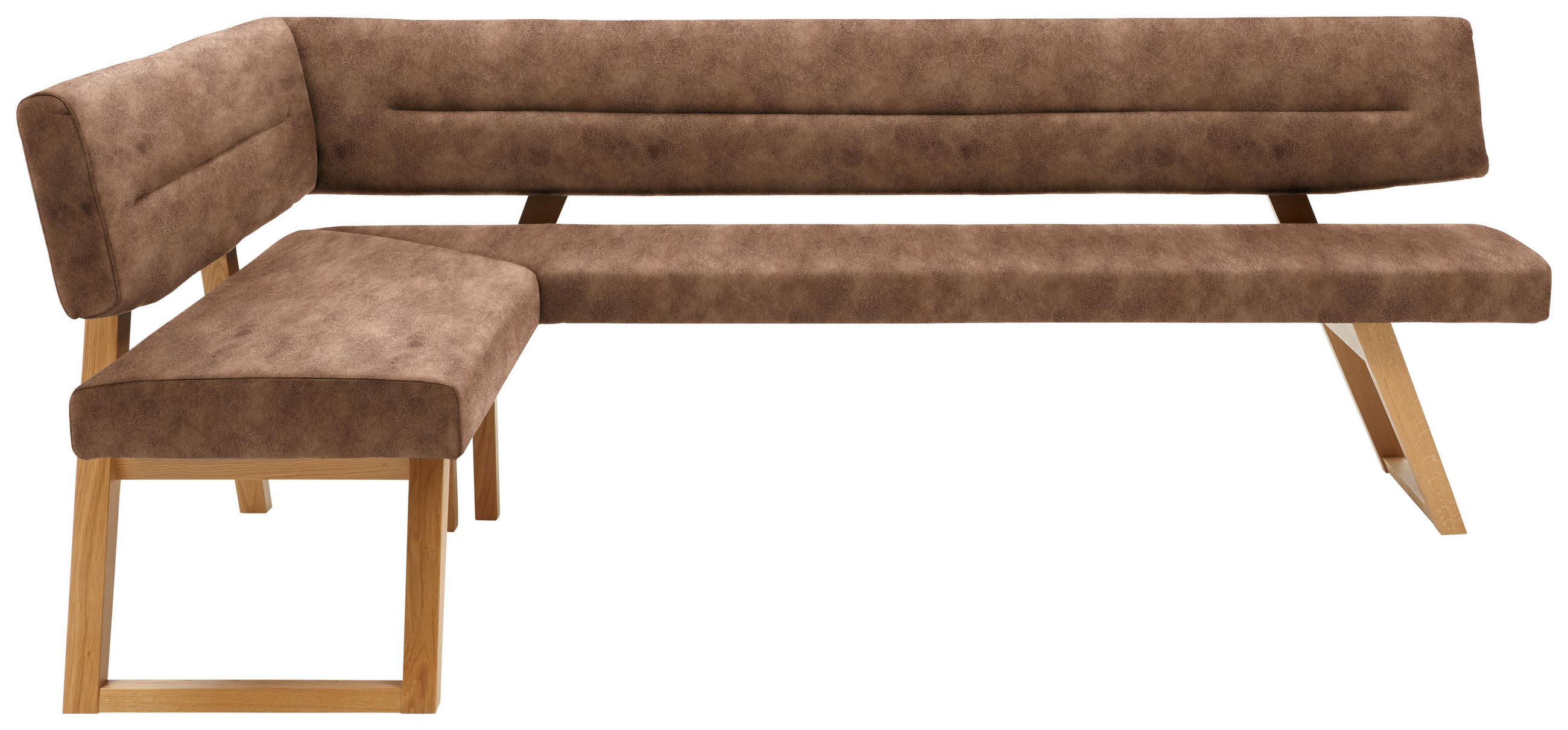 ECKBANK Holz, Textil Cognac  - Eichefarben/Cognac, Konventionell, Holz/Textil (155/225cm) - Dieter Knoll