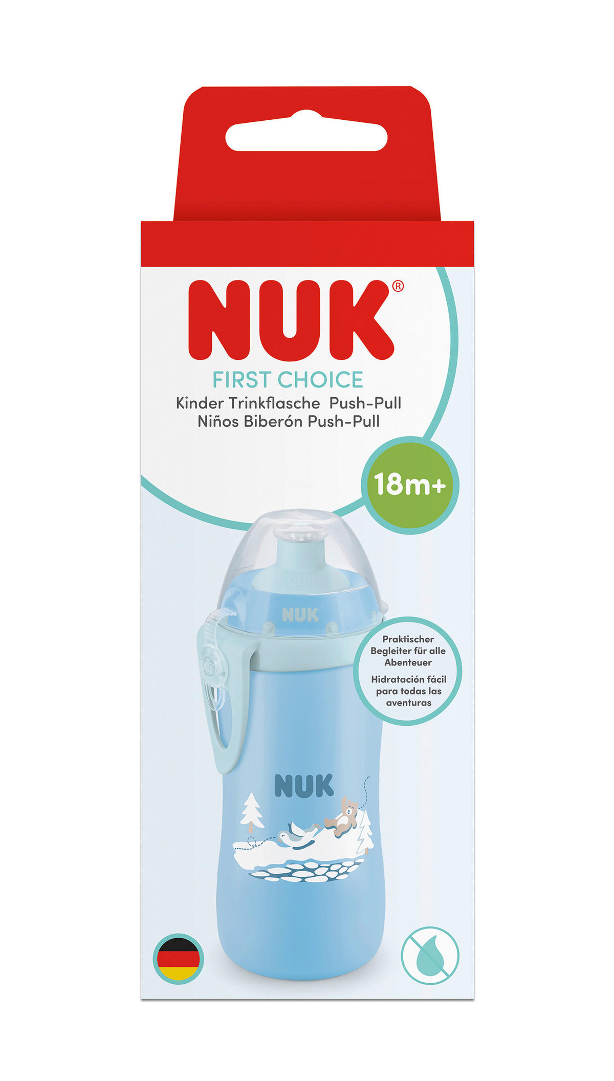 KINDERTRINKFLASCHE NUK First Choice Trinkflasche Push-Pull, Bär  - Pastellblau, Basics, Kunststoff (300ml) - NUK