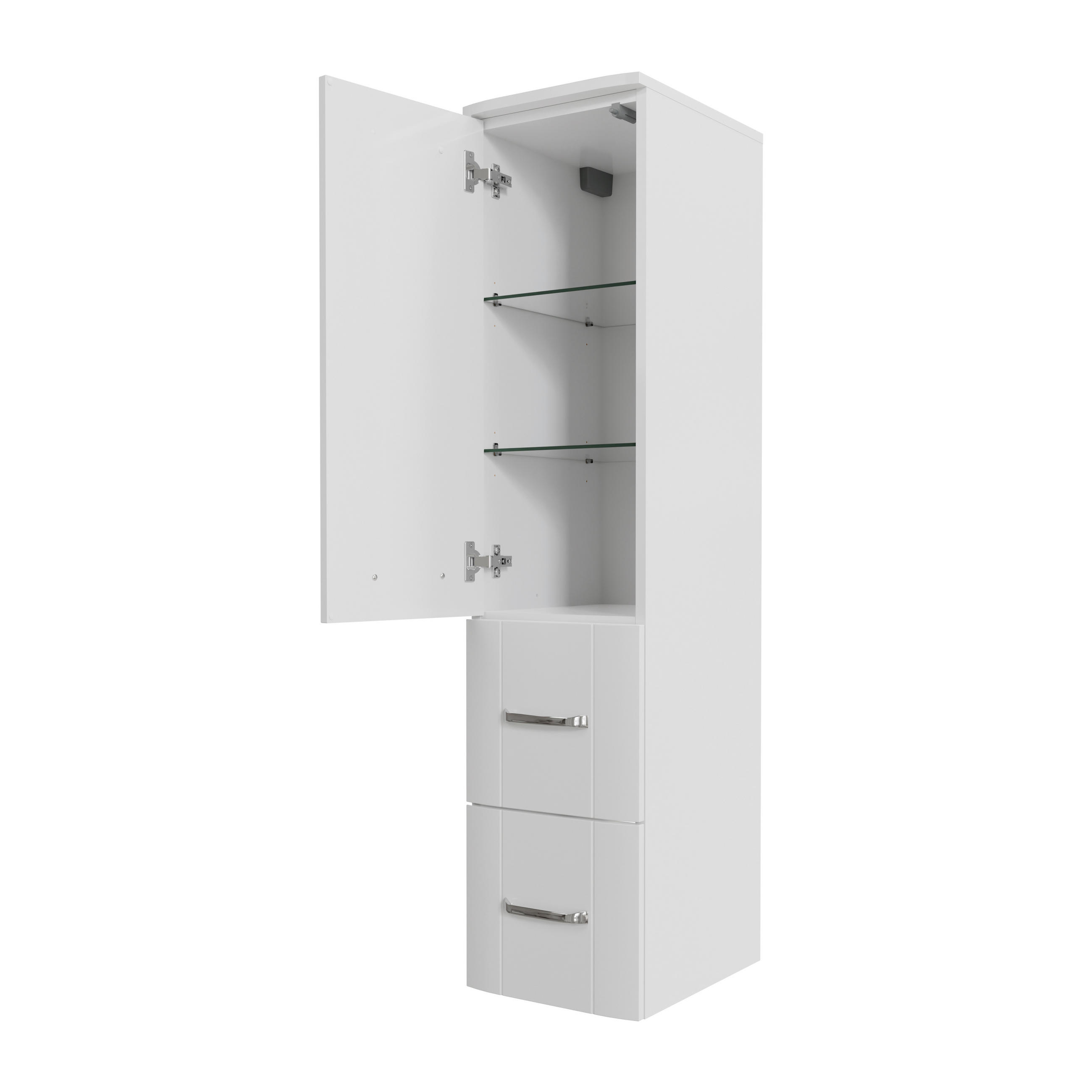 MIDISCHRANK 30/130/38 cm  - Chromfarben/Weiß Hochglanz, MODERN, Glas/Holzwerkstoff (30/130/38cm) - Sadena