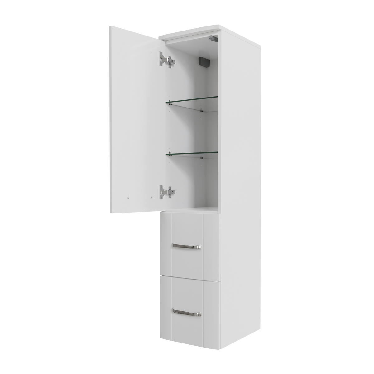 MIDISCHRANK 30/130/38 cm  - Chromfarben/Weiß Hochglanz, MODERN, Glas/Holzwerkstoff (30/130/38cm) - Sadena