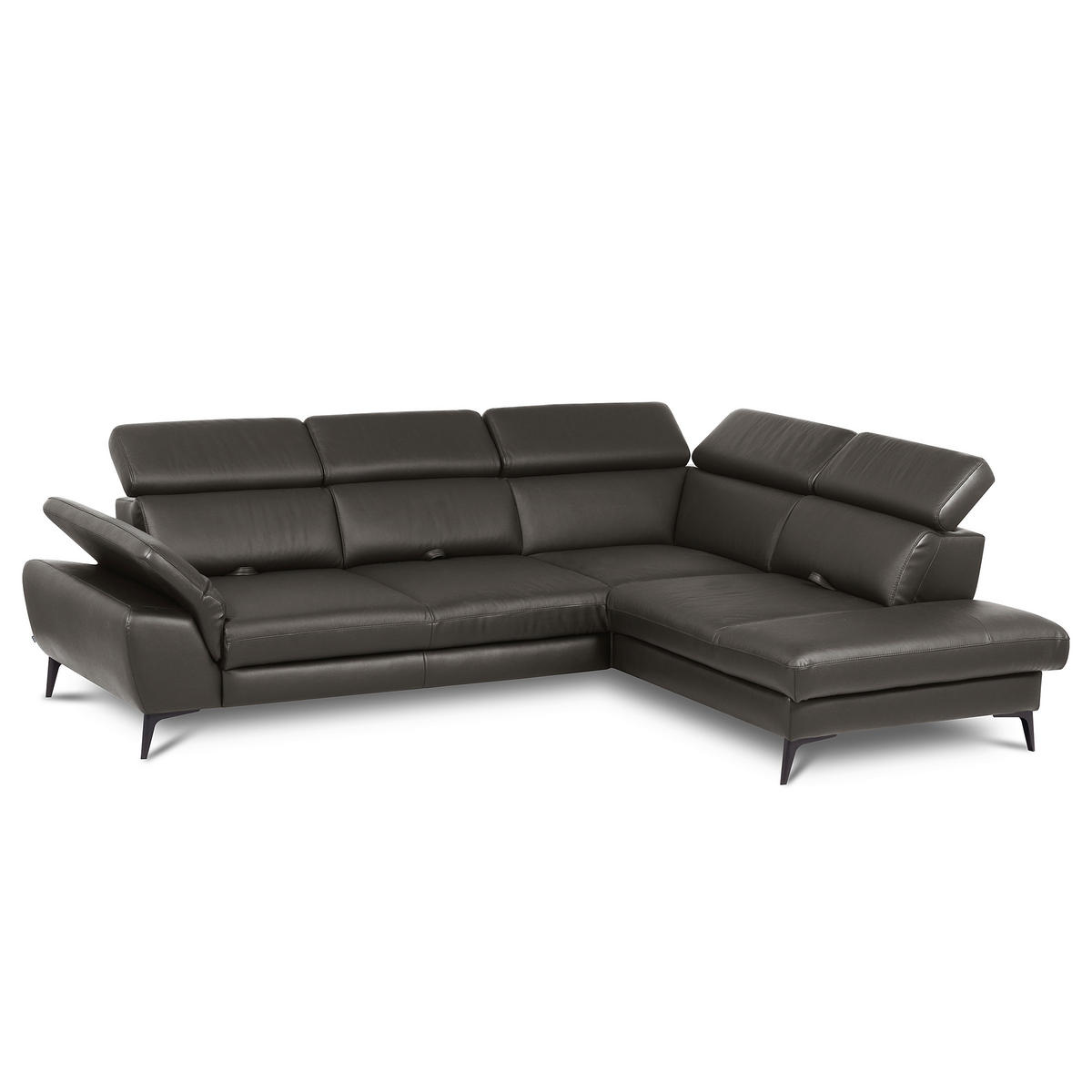 ECKSOFA  in Lederlook Echtleder Dunkelbraun  274/220 cm  - Dunkelbraun/Schwarz, Design, Leder/Textil (274/220cm) - Livetastic