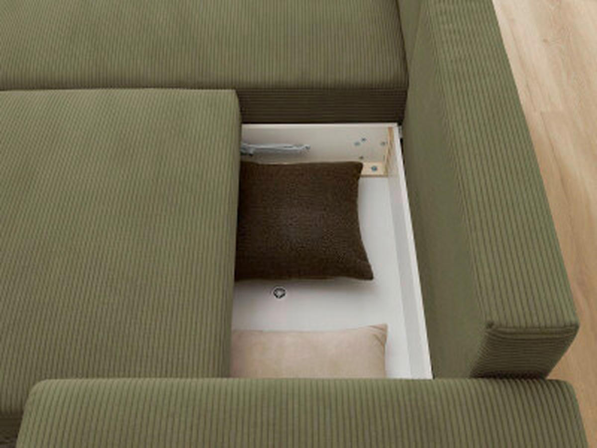 ECKSOFA Ottomane links  ATILLA Hellgrün Cord  - Schwarz/Hellgrün, MODERN, Kunststoff/Textil (149/244cm)