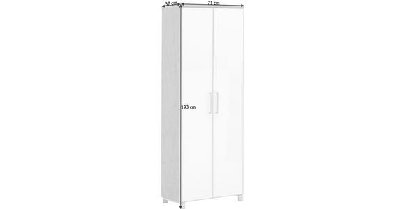 GARDEROBENSCHRANK 71/193/37 cm  - Chromfarben/Eiche Bianco, Design, Glas/Holzwerkstoff (71/193/37cm) - Novel