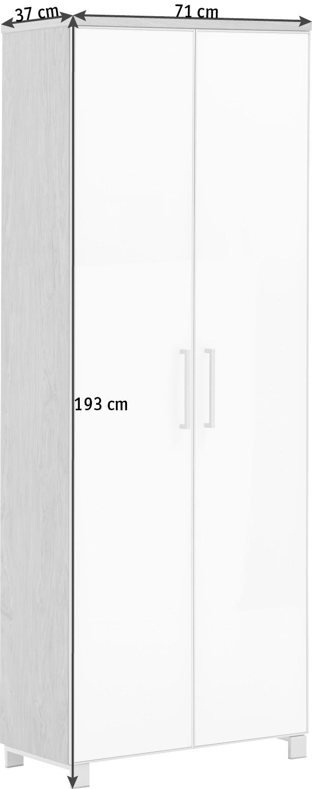 GARDEROBENSCHRANK 71/193/37 cm - Chromfarben/Weiß, Design, Glas/Holzwerkstoff (71/193/37cm)