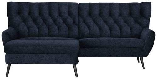 ECKSOFA in Flachgewebe Dunkelblau  - Schwarz/Dunkelblau, Design, Holz/Textil (165/237cm) - Stylife