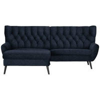 ECKSOFA in Flachgewebe Dunkelblau  165/237 cm  - Schwarz/Dunkelblau, Design, Holz/Textil (165/237cm) - Stylife