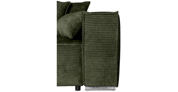 BIGSOFA Flachgewebe Dunkelgrün  - Chromfarben/Dunkelgrün, KONVENTIONELL, Textil/Metall (256/68/122cm) - Carryhome