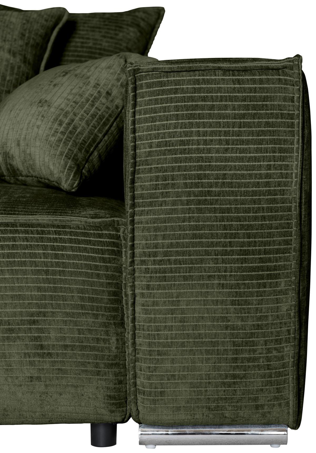 BIGSOFA Flachgewebe Dunkelgrün  - Chromfarben/Dunkelgrün, KONVENTIONELL, Textil/Metall (256/68/122cm) - Carryhome