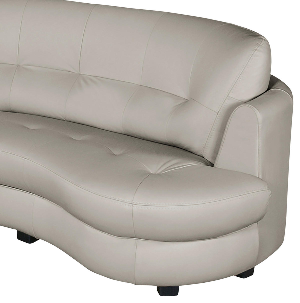 ECKSOFA Hellgrau Echtleder Lederlook  - Hellgrau/Schwarz, Design, Leder/Kunststoff (113/300cm) - Livetastic