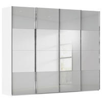 SCHWEBETÜRENSCHRANK 271/223/68 cm 4-türig Grau, Weiß  - Chromfarben/Weiß, Design, Glas/Holzwerkstoff (271/223/68cm) - Novel