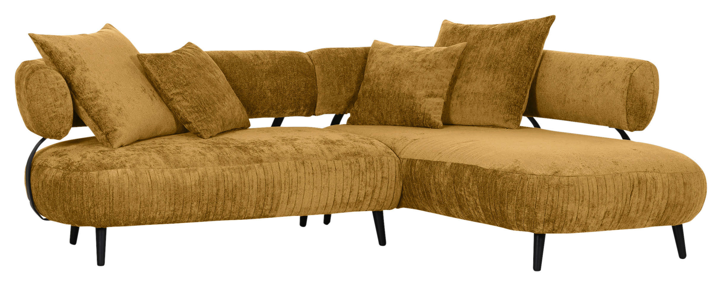 HÖRNSOFFA i chenille gul  - svart/gul, Design, trä/textil (265/200cm) - MID.YOU