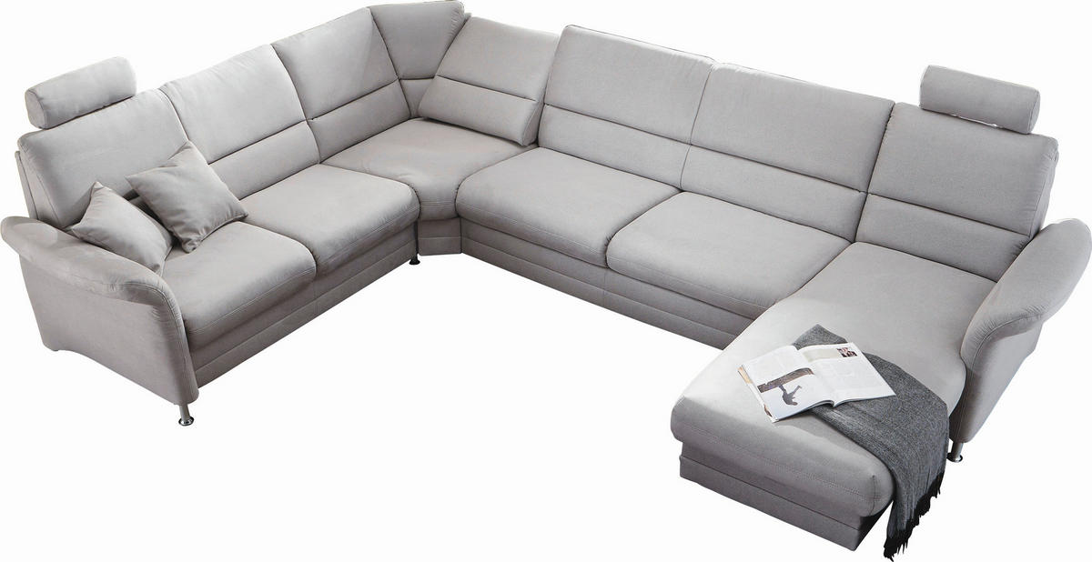 WOHNLANDSCHAFT Grau  - Alufarben/Grau, Konventionell, Textil/Metall (244/334/165cm) - Beldomo System