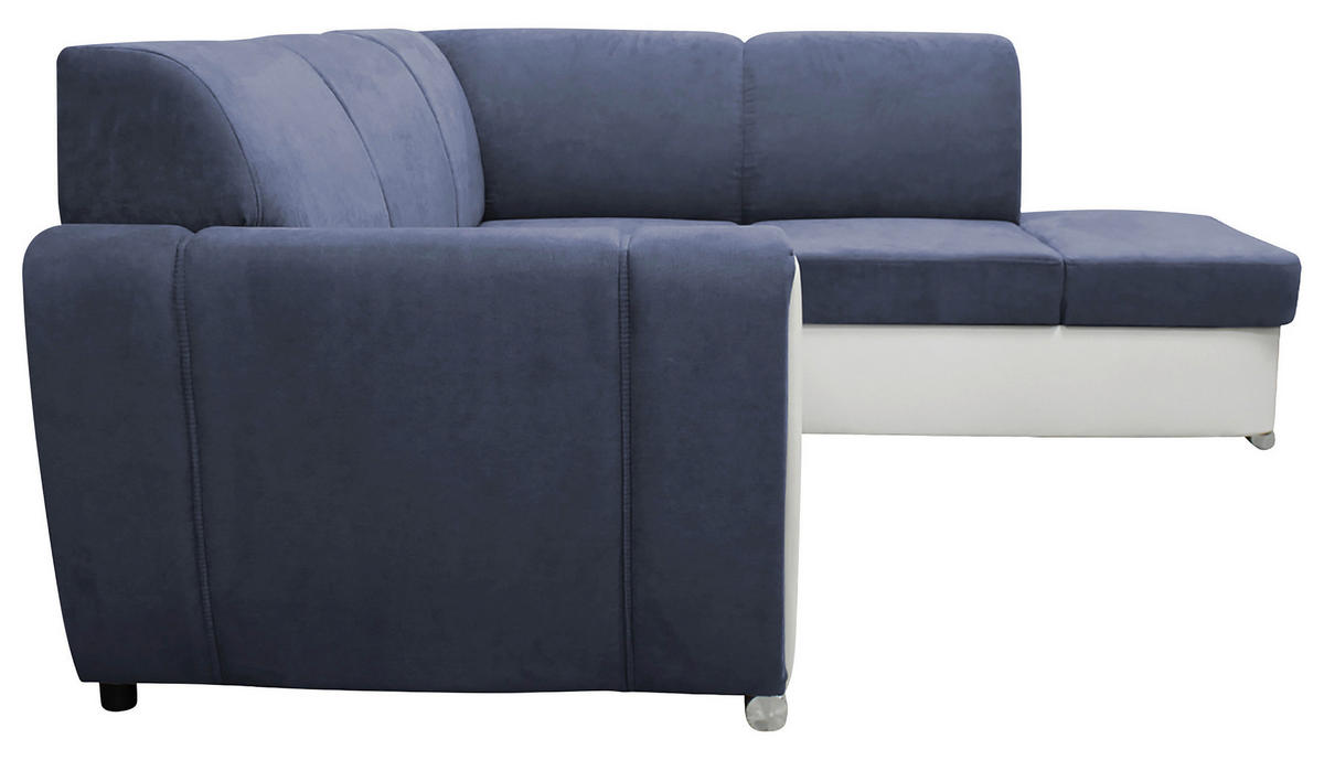 ECKSOFA Blau, Weiß Velours  - Blau/Silberfarben, Design, Kunststoff/Textil (255/196cm) - MID.YOU