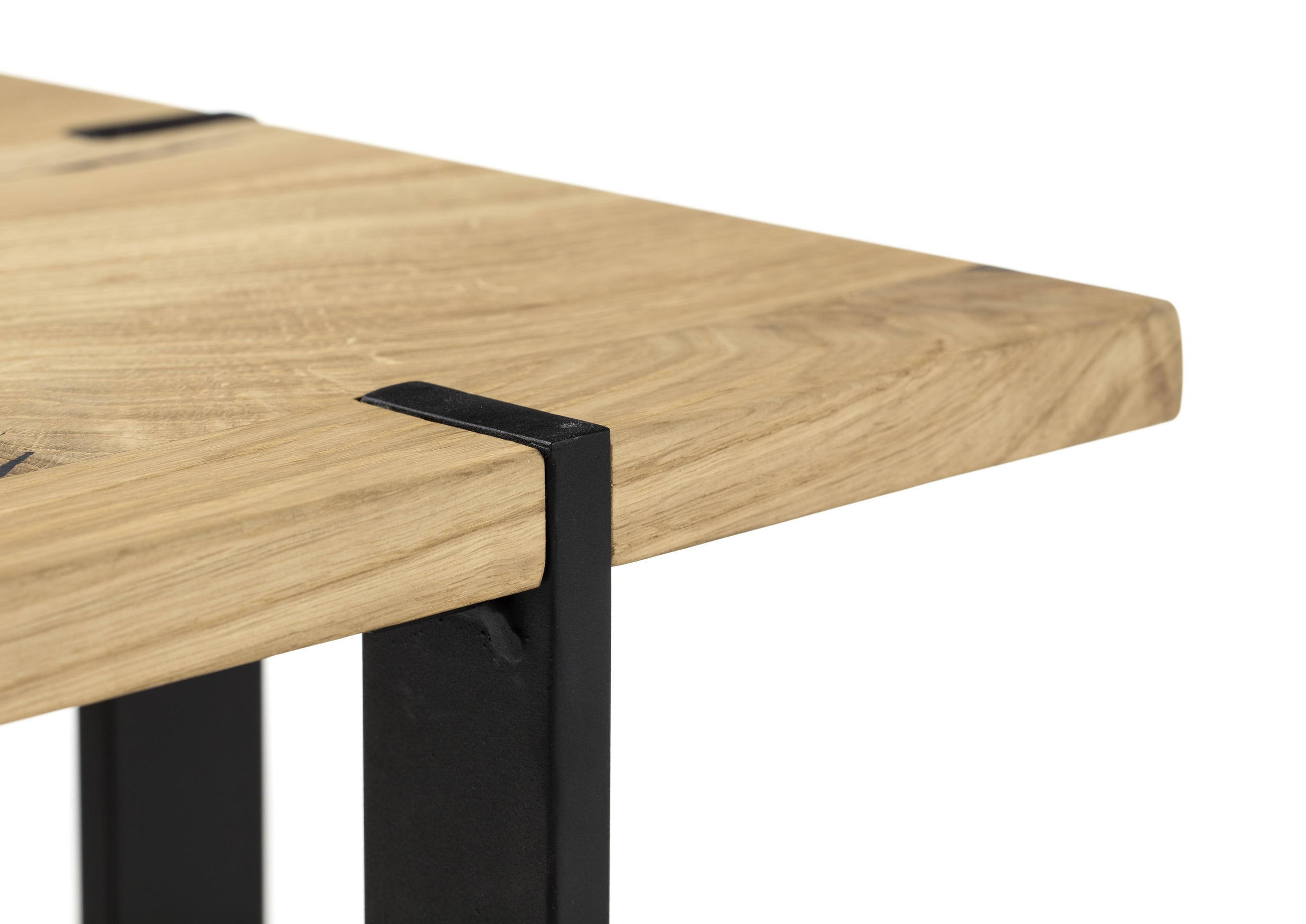 COUCHTISCH Eiche massiv 45/45/50 cm quadratisch Schwarz, Eichefarben  - Eichefarben/Schwarz, MODERN, Holz/Metall (45/45/50cm) - Livetastic