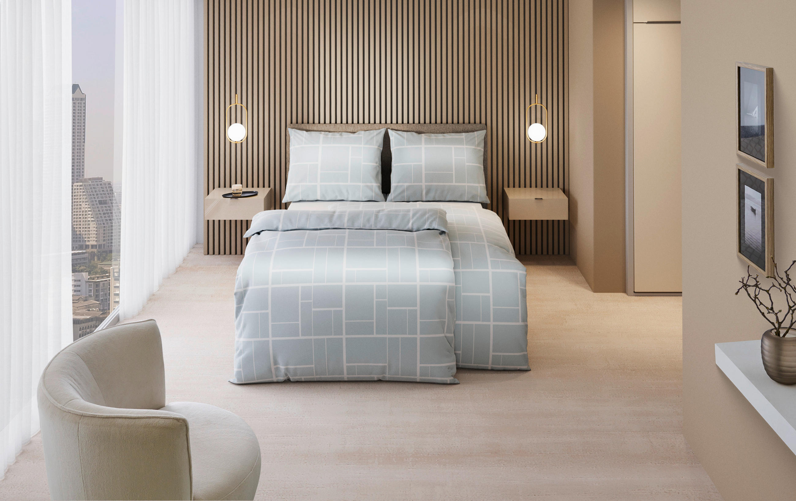 BETTWÄSCHESET Satin 160/210 cm  65 cm/100 cm  - Hellgrün, Konventionell, Textil (160/210cm) - Dieter Knoll
