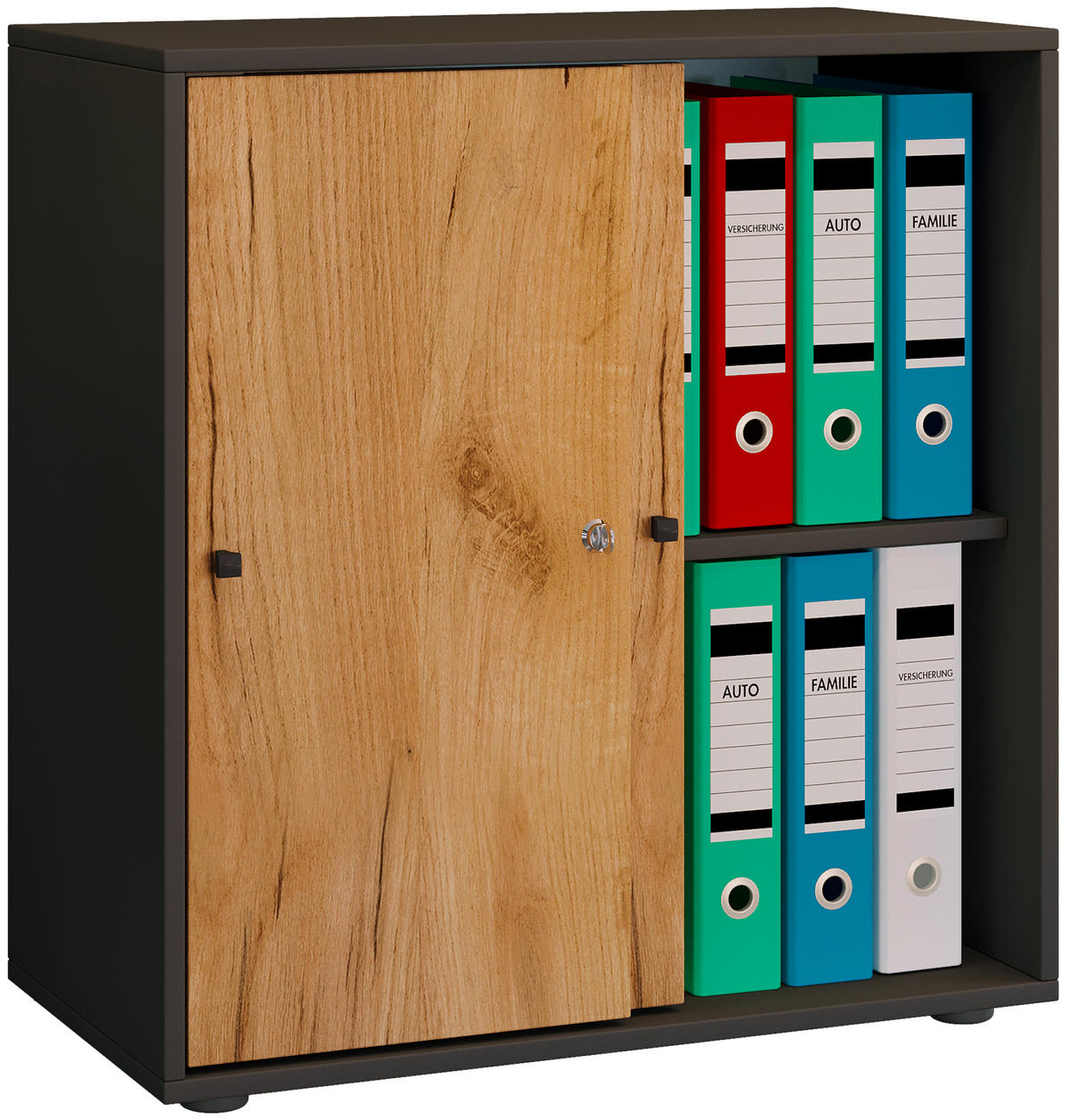 AKTENREGAL 70/74/37 cm  - Honigeiche/Anthrazit, Design, Holzwerkstoff/Kunststoff (70/74/37cm) - MID.YOU