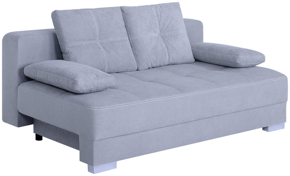 SCHLAFSOFA  mit Webstoff Grau  - Chromfarben/Schwarz, Design, Kunststoff/Textil (200/90/110cm) - P & B