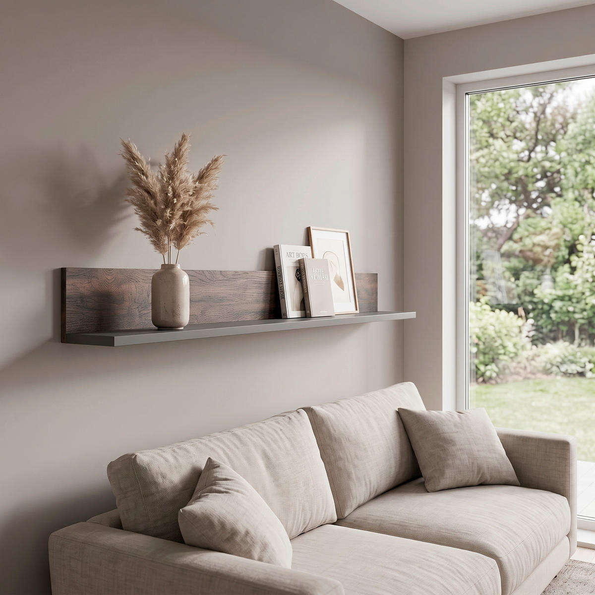 WANDBOARD Holzwerkstoff Anthrazit, Eichefarben  - Eichefarben/Anthrazit, Design, Holzwerkstoff (152/17/20cm) - MID.YOU